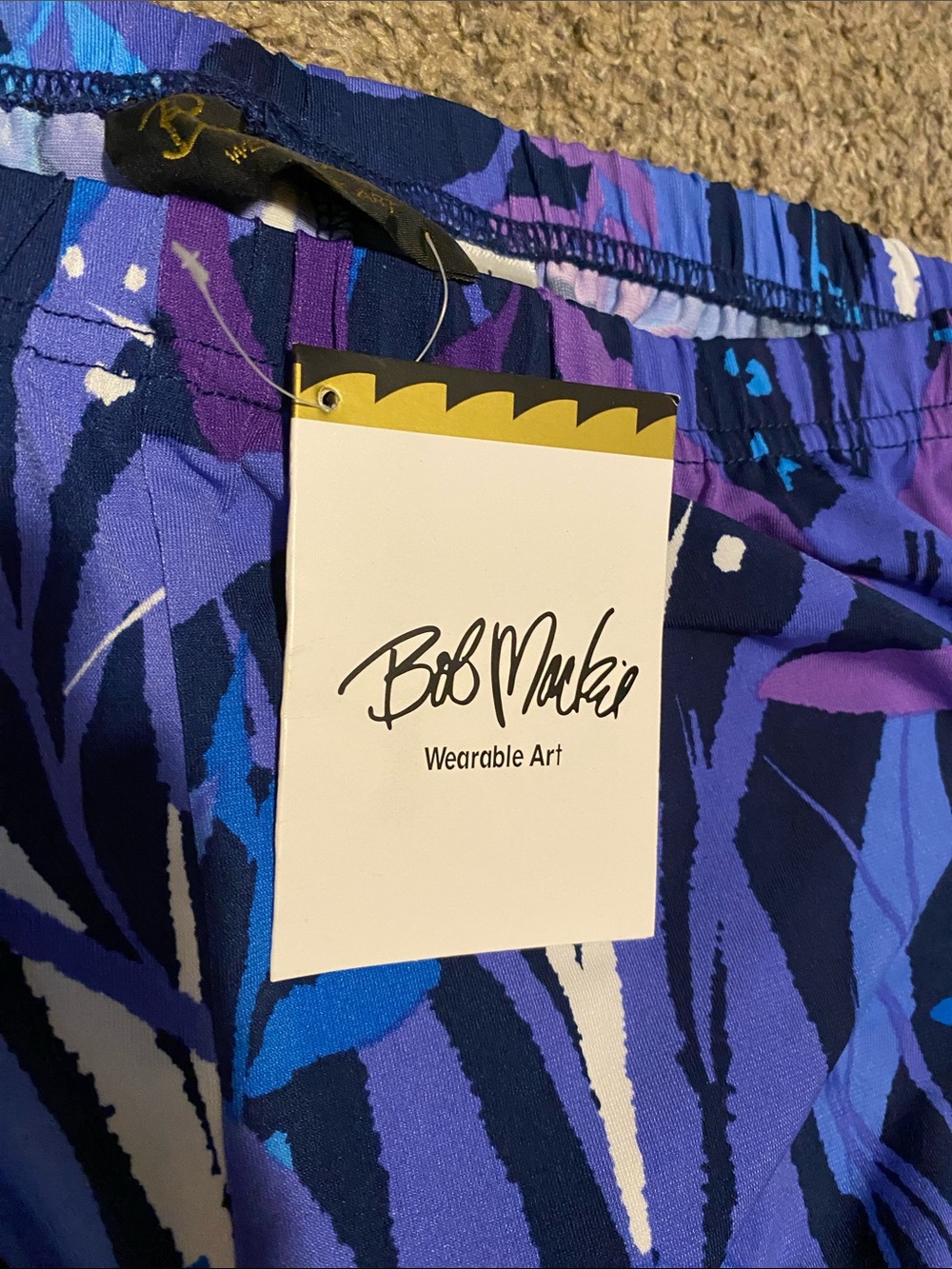 NWT Bob Mackie Wearable Art Blue & Purple Printed Wide-Leg Women’s Gaucho Pants - Picture 8 of 8